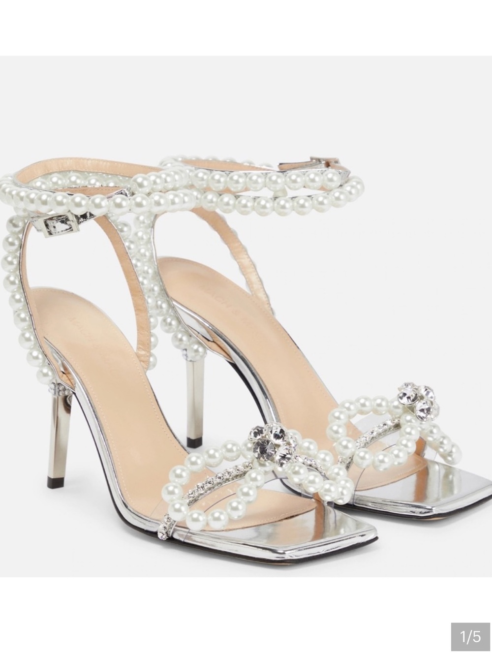 MACH & MACH crystal and Pearl-Embellished Stiletto Sandals